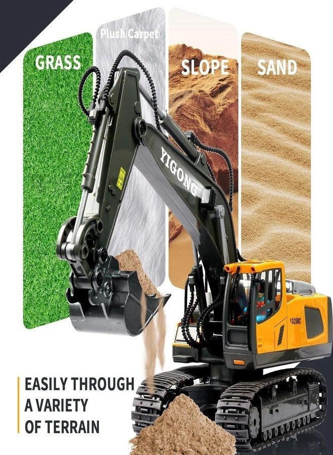 Junona 1/20 Scale Remote Control Excavator Toy, RC Excavator 680-degree Turns with Metal Shovel Lights & Sounds and Batteries, Construction Toys Best Birthday Gifts for Boys - Image 5